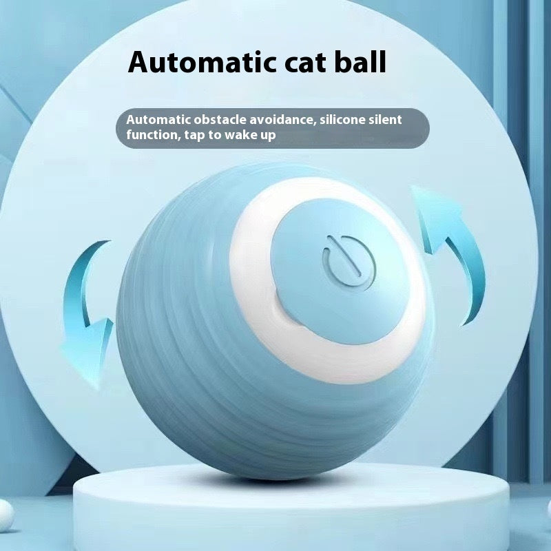 Pelota interactiva automática para gatos color azul a rayas, juguete estimulante Nuvola Pets