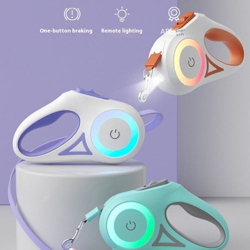 Correa Retráctil Automática para Perros y Gatos con Collar LED