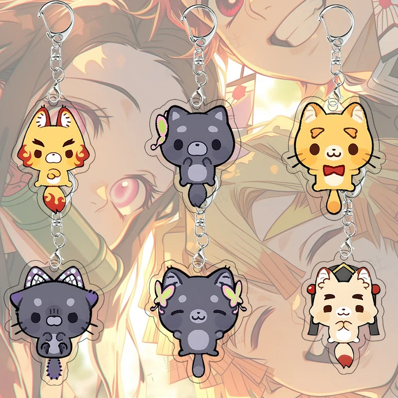 Llavero Acrílico Anime Chibi - Gato, Zorro y Más