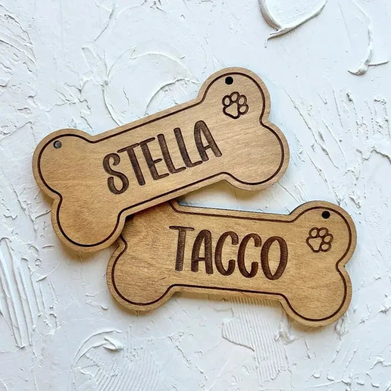 Placa de Identificación para Perro Personalizada - Grabado Láser en Madera