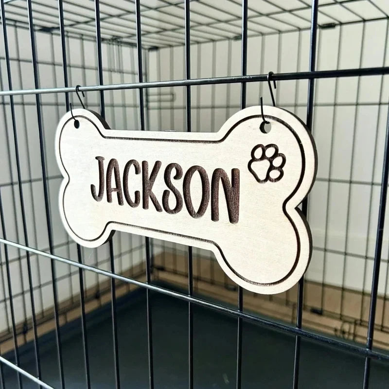 Placa de Identificación para Perro Personalizada - Grabado Láser en Madera