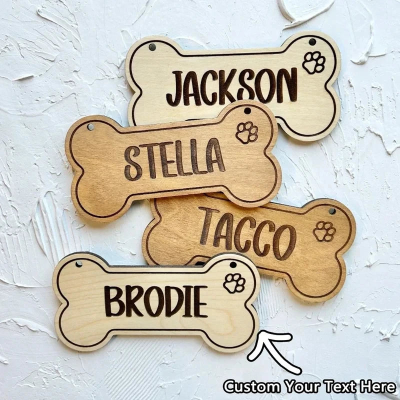 Placa de Identificación para Perro Personalizada - Grabado Láser en Madera