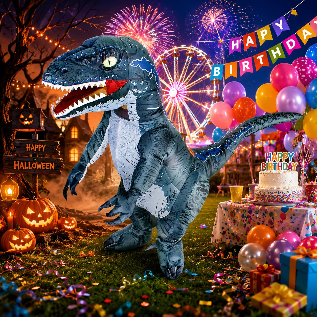 Disfraz Inflable de Dinosaurio T-Rex - Halloween