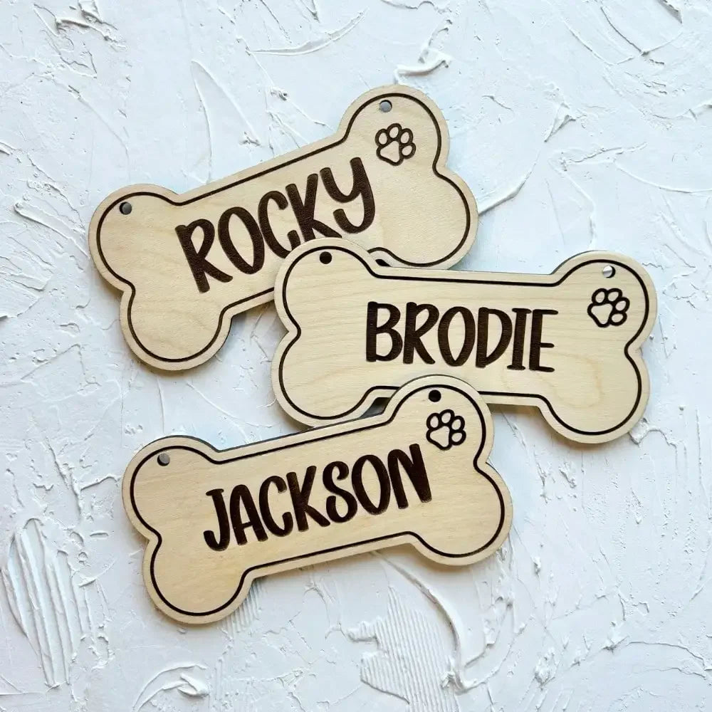 Placa de Identificación para Perro Personalizada - Grabado Láser en Madera